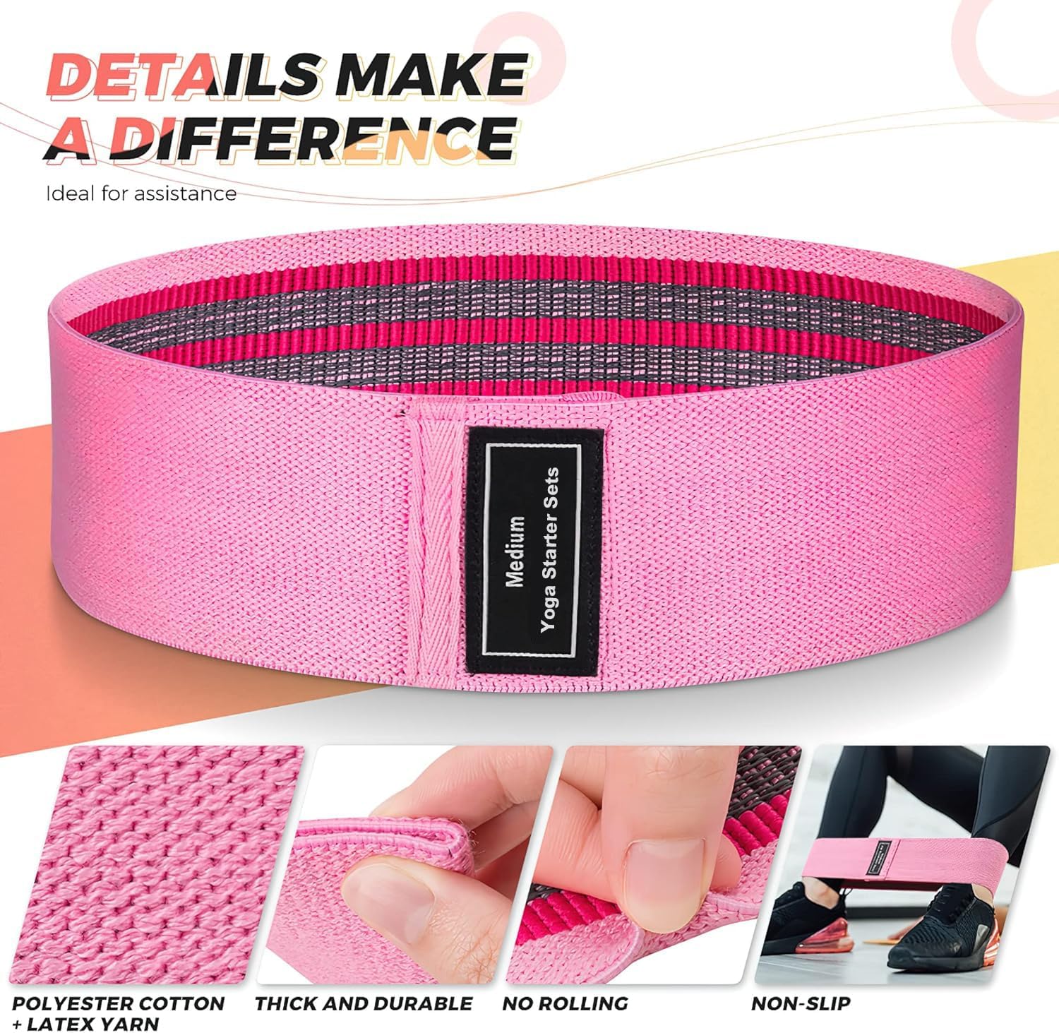 Thumbnail 4 de Renoj Resistance Bands 3‑Set: Fabric Loops for Pilates, Yoga & Full-Body Training