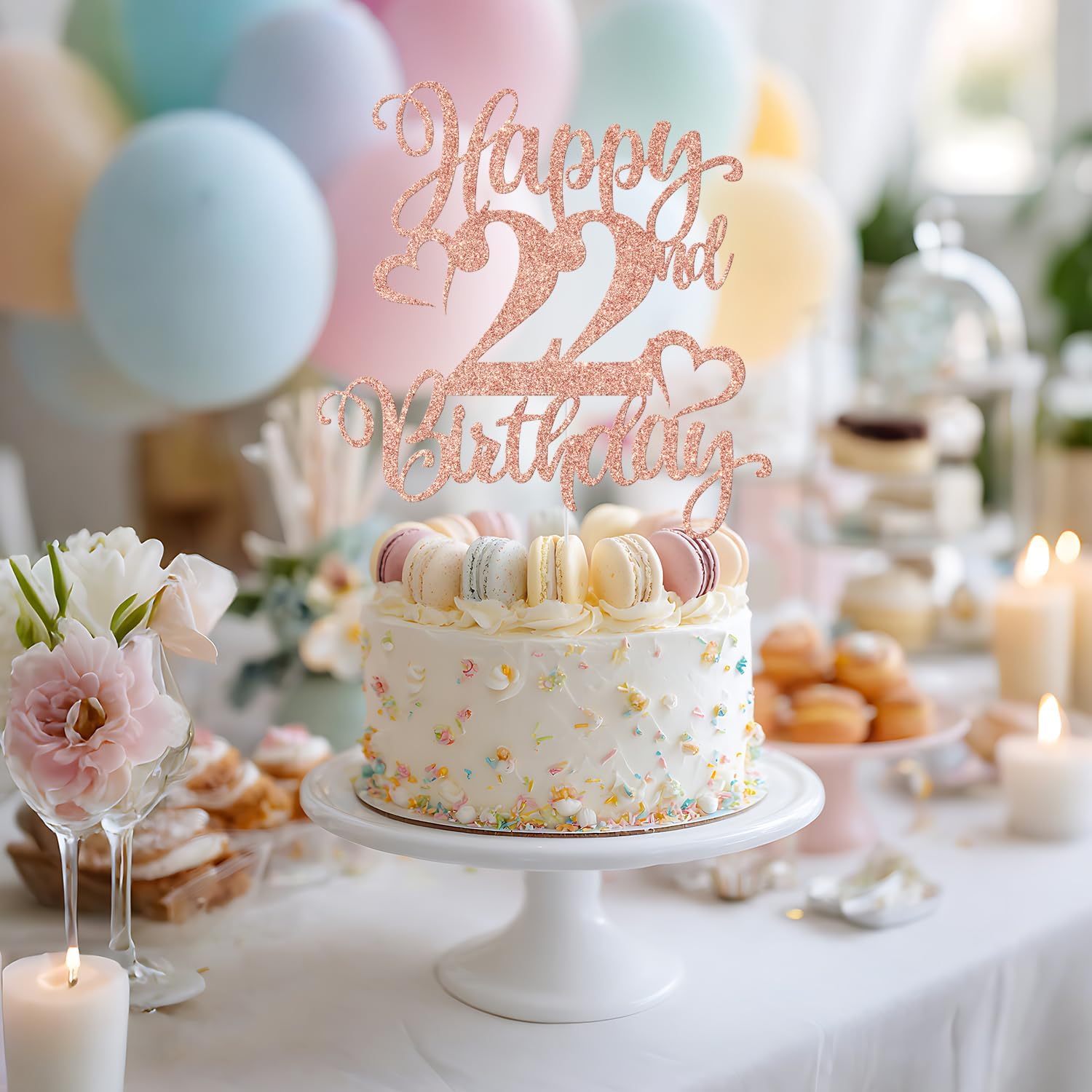 Detalle de 22nd Birthday Cake Topper, Glitter Cardboard