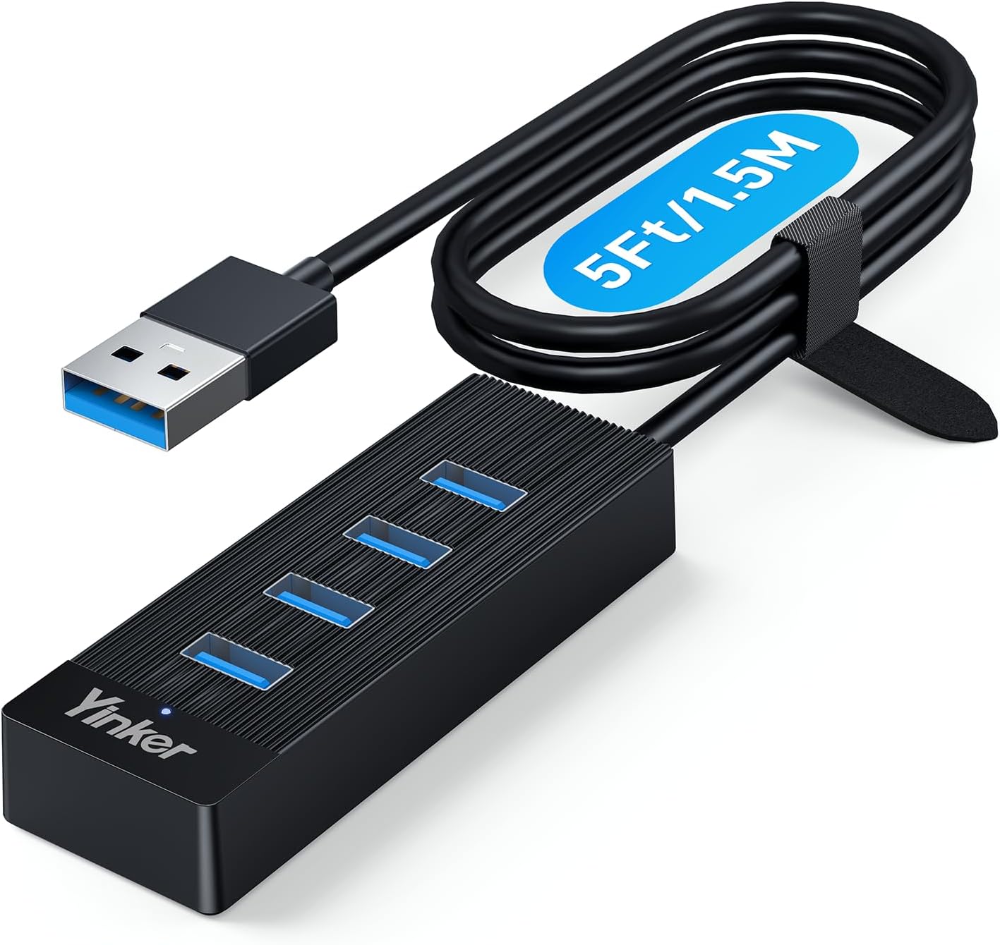 Detalle de Yinker 4-Port USB 3.0 Hub with 5ft Cable and 5V Power Supply