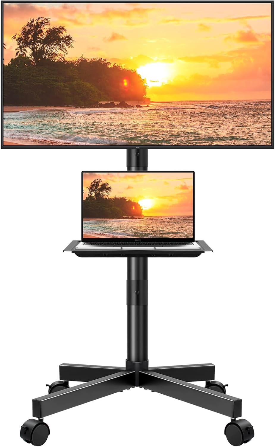 Detalle de KKTONER ZC1040 Mobile TV Cart with 360° Casters, 15° Tilt and 400 × 400 mm VESA