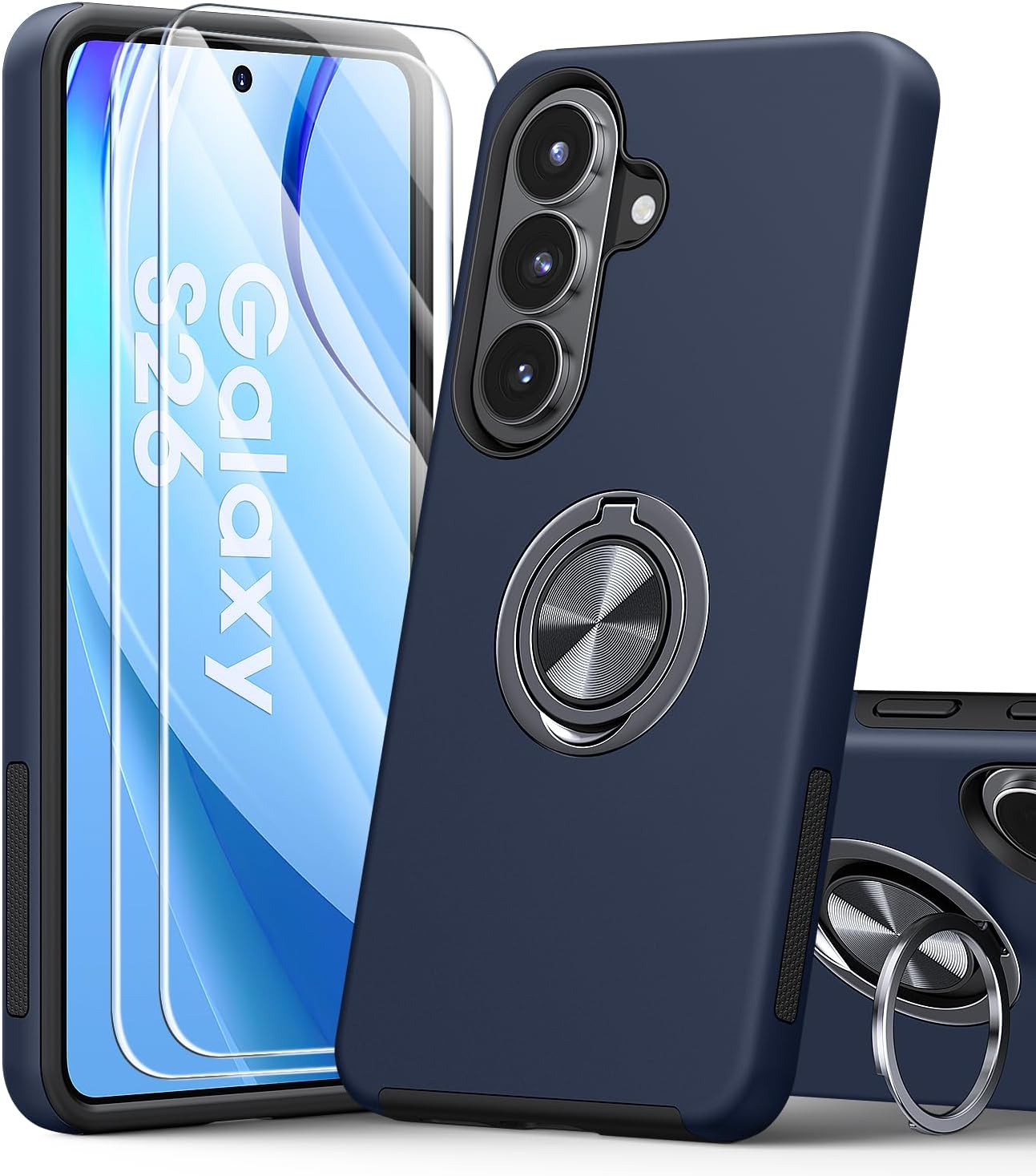 Detalle de AOUIA Galaxy S26 Case with 2-Pack Screen Protectors: 3-in-1 Navy Blue
