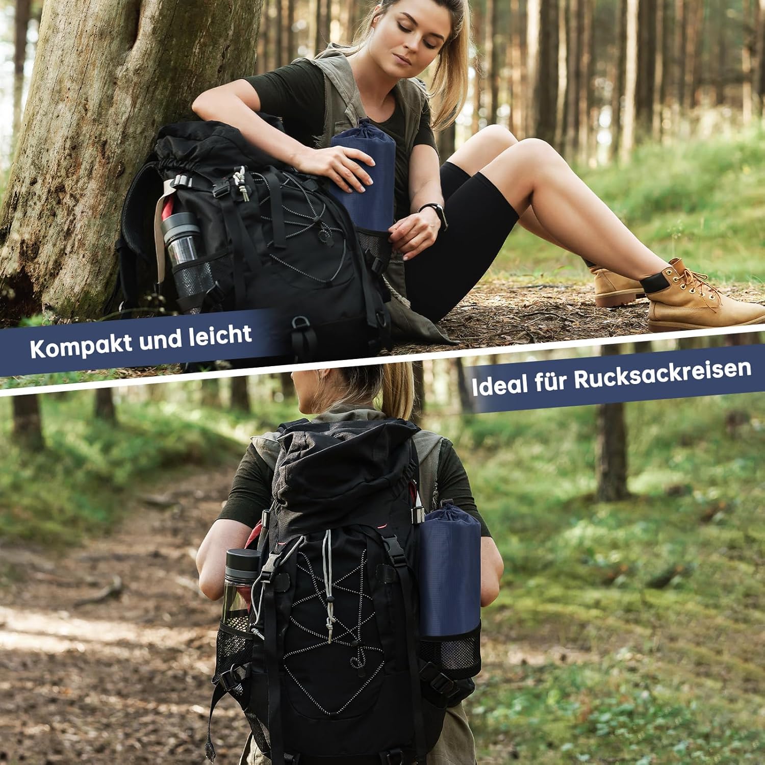 Thumbnail 5 de HAUSPROFI Isomatte Camping – ultraleicht, 9 cm dick, Fußpumpe, Kissen, blau