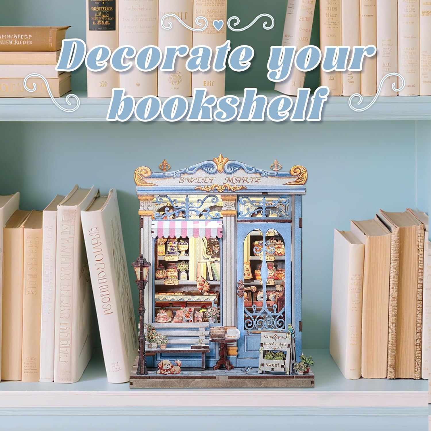 Detalle 2 de Fsolis Book Nook Kit DIY Miniature House (Sweet Marie) — 3D Wooden Puzzle Diorama for Adults