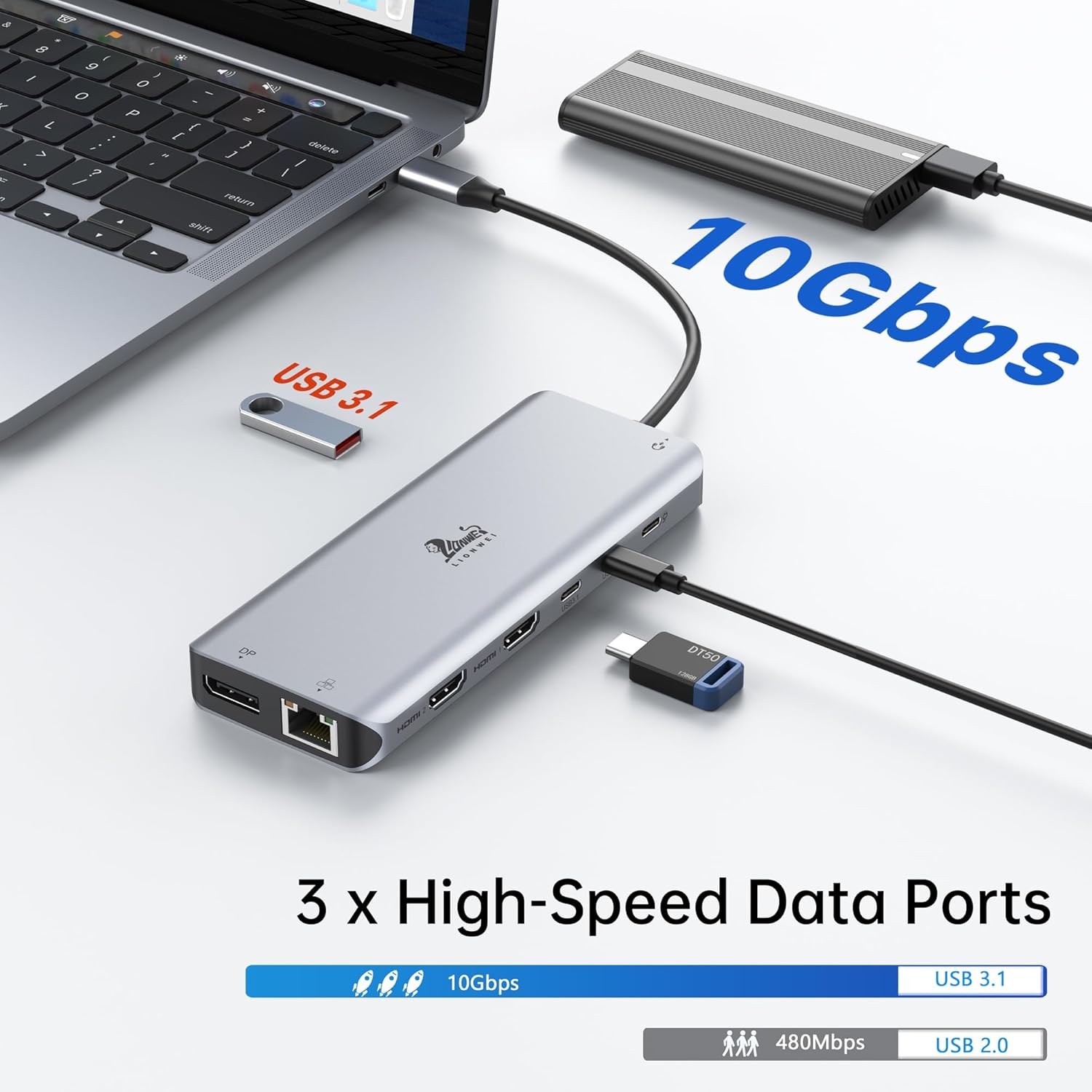 Thumbnail 4 de USB C Docking Station 13‑in‑1 USB‑C Hub für Laptop