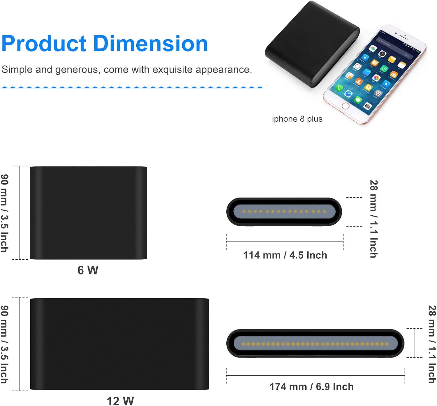 Thumbnail 6 de KAWELL 6W LED-Wandleuchte (Up & Down) in Aluminium, IP65, 6000K – Schwarz