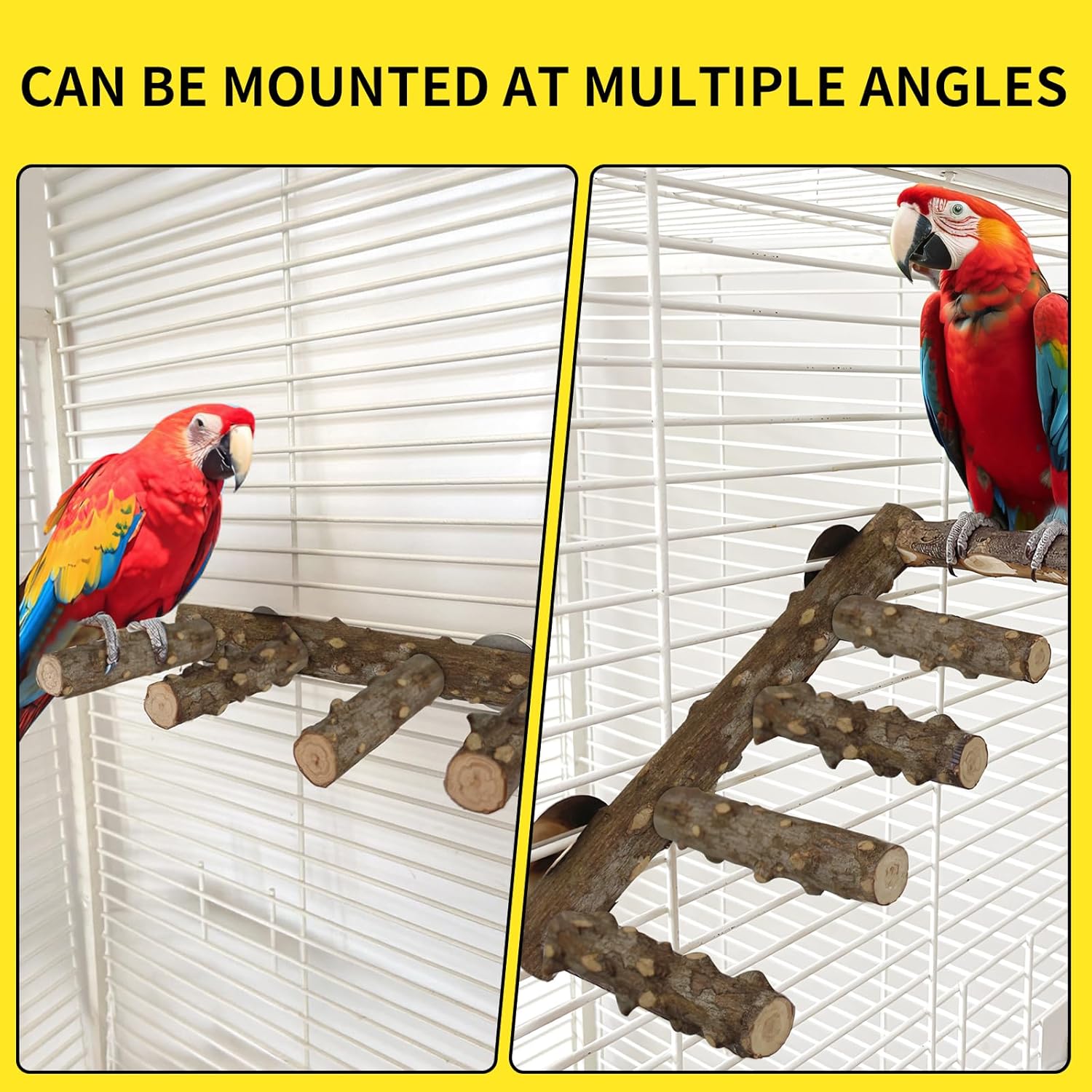 Detalle 2 de Vogelständer 3 Stück Naturholz Sitzstangen Set für Vögel 🐦