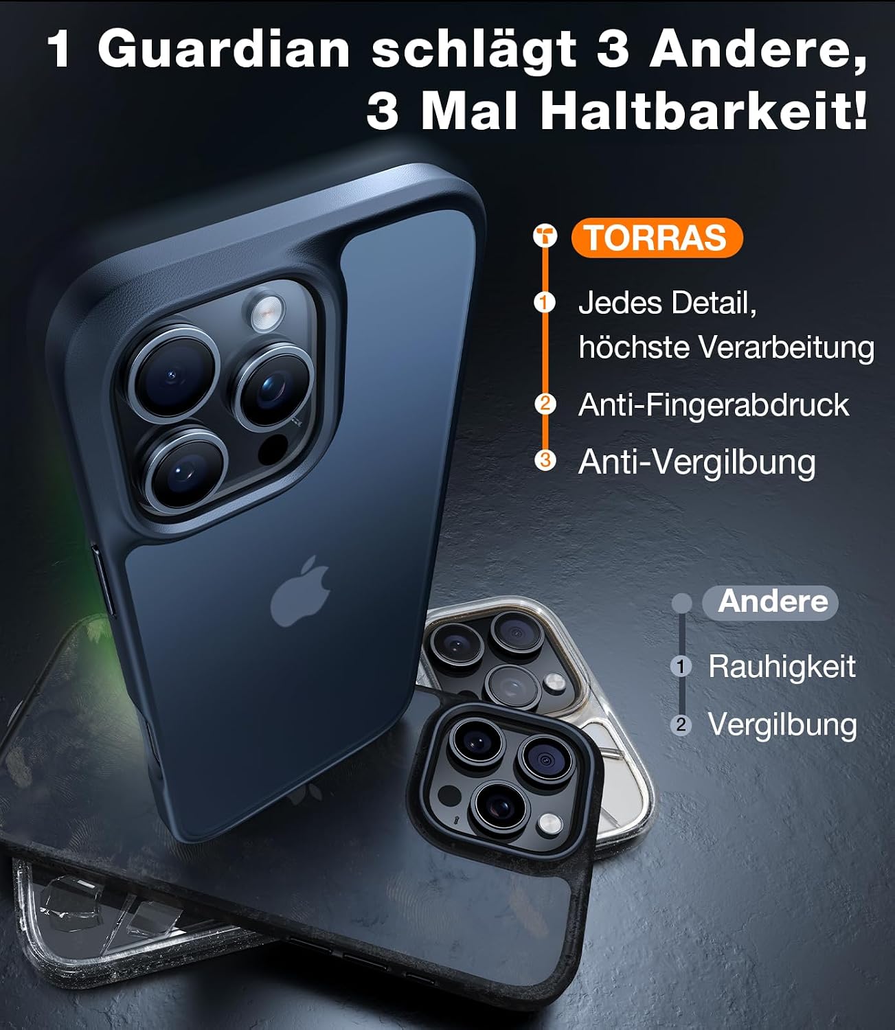 Thumbnail 6 de TORRAS Guardian iPhone 16 Pro Hülle Schwarz