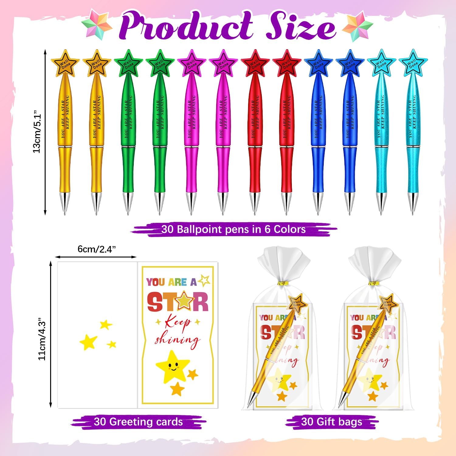 Thumbnail 6 de iZoeL 30-Pack End of Term Gifts for Children – Motivational Pens, Cards and Gift Bags