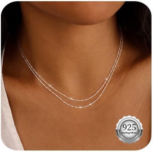 Thumbnail 6 de Kenivira Silber Layered Halskette für Damen – verstellbare, versilberte Ketten im Set