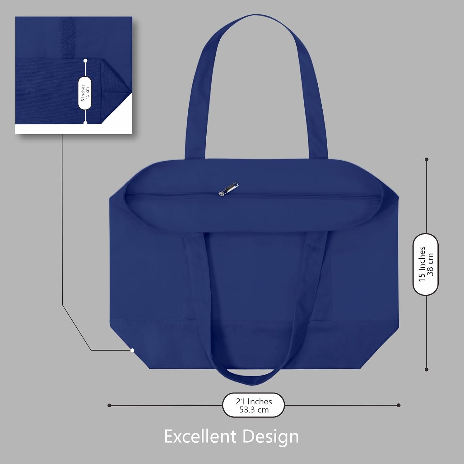 Thumbnail 4 de TOPDesign 1-Pack Canvas Tote Bag 21" x 15" x 6"