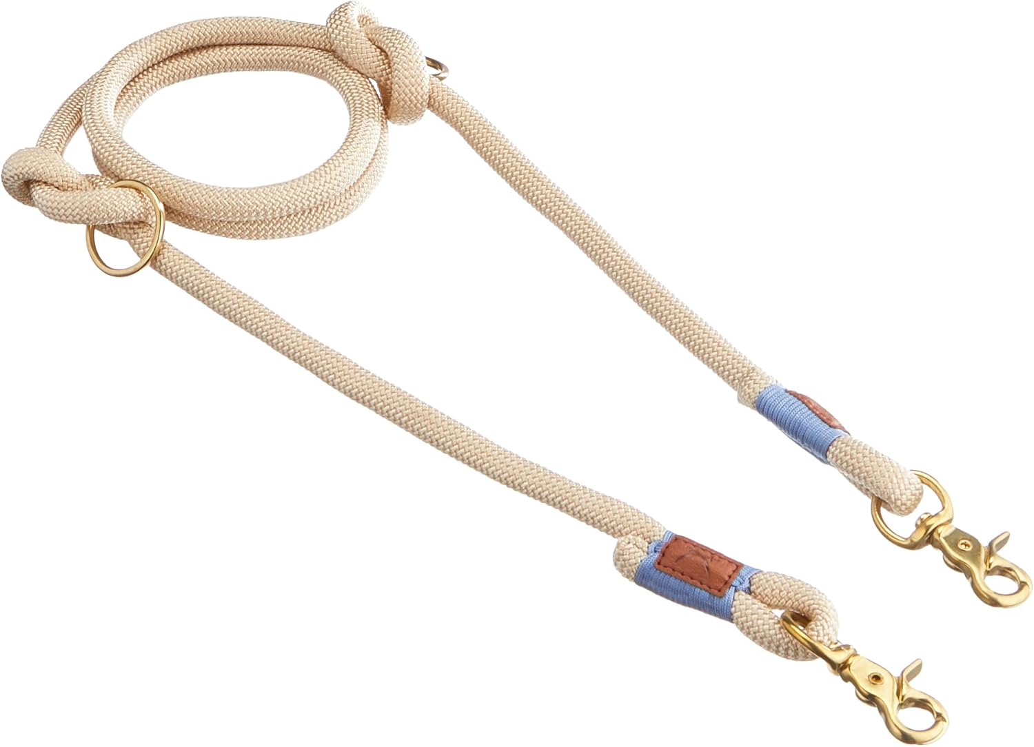 Detalle de HUNTER Verstellbare Hundeführleine Sansibar Rantum – beige, 200 cm, 12 mm, Tau-Material mit Messingbeschlägen