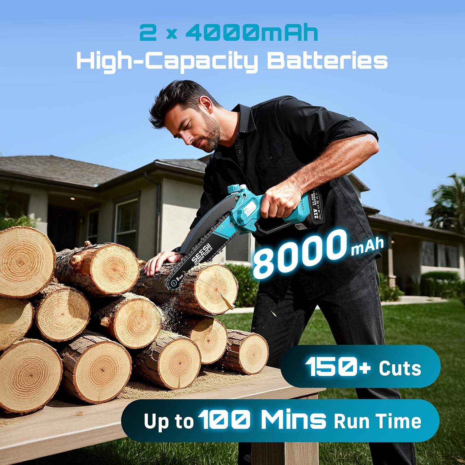 Thumbnail 3 de SEESII 8 inch mini chainsaw 900W