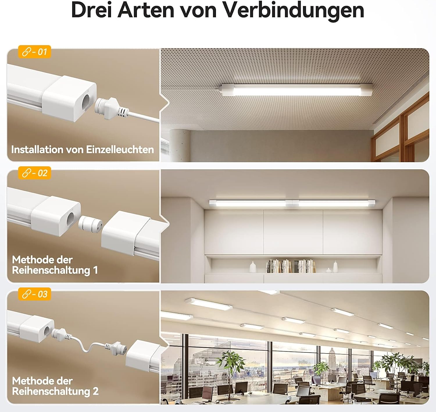 Detalle de Modlicht 2x LED Feuchtraumleuchte 120 cm, IP65, 36 W, 4000 K, 4000 lm, flach & verbindbar