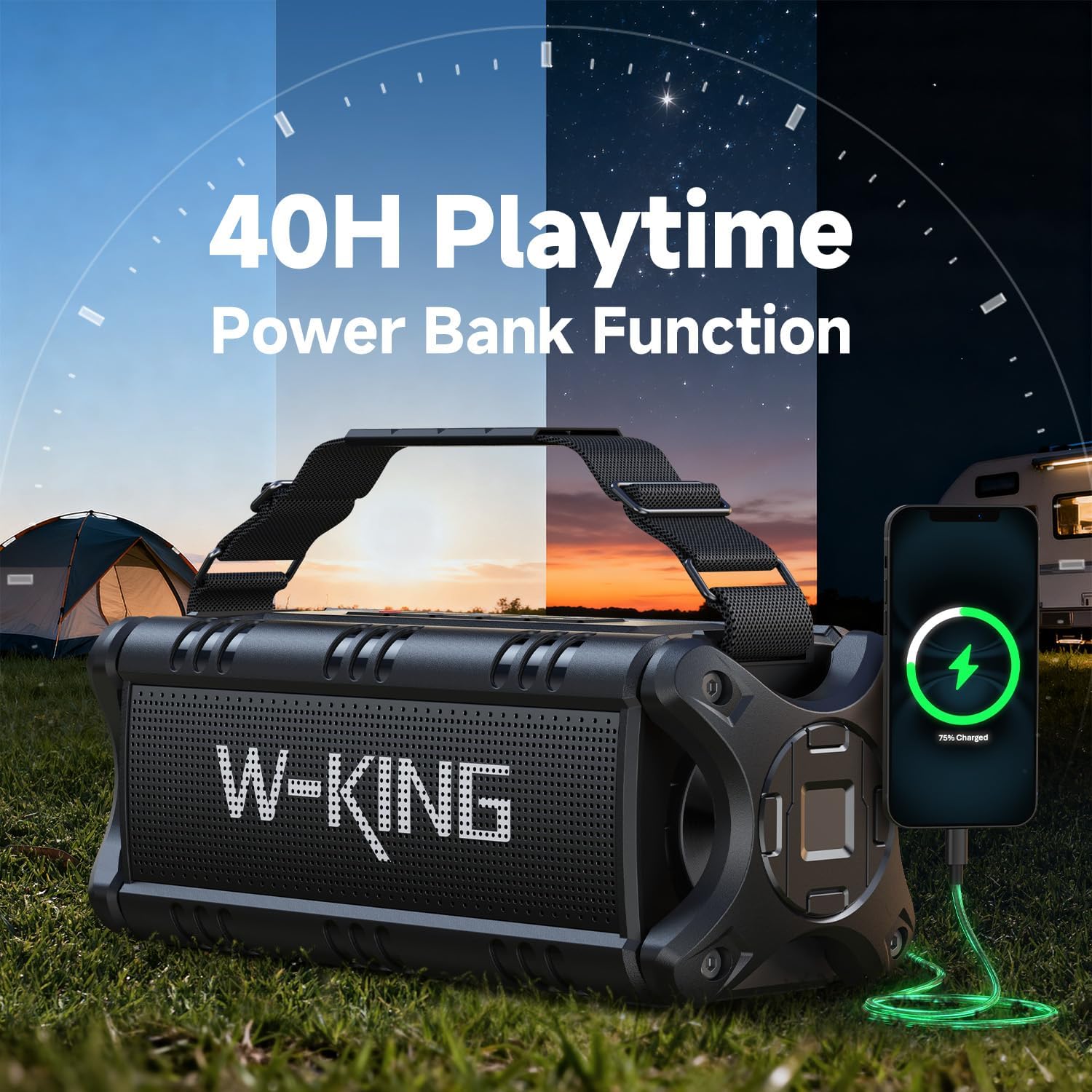 Thumbnail 4 de W-KING Bluetooth Speaker (90W Max) — IPX6 Portable Outdoor Speaker with 50W Deep Bass, 40H Playback