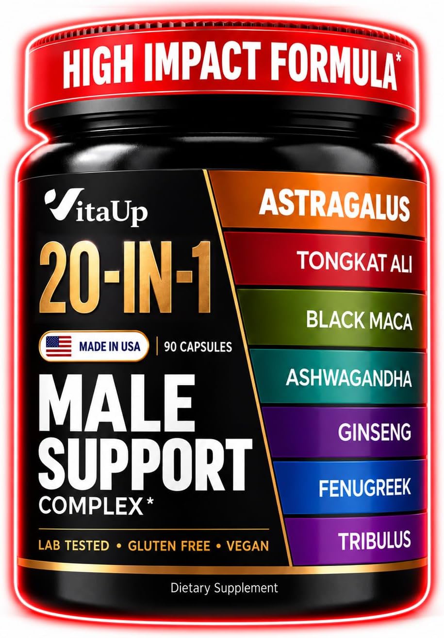 Detalle de VitaUp 20-in-1 Men's Supplement with Tongkat Ali, Black Maca, Zinc