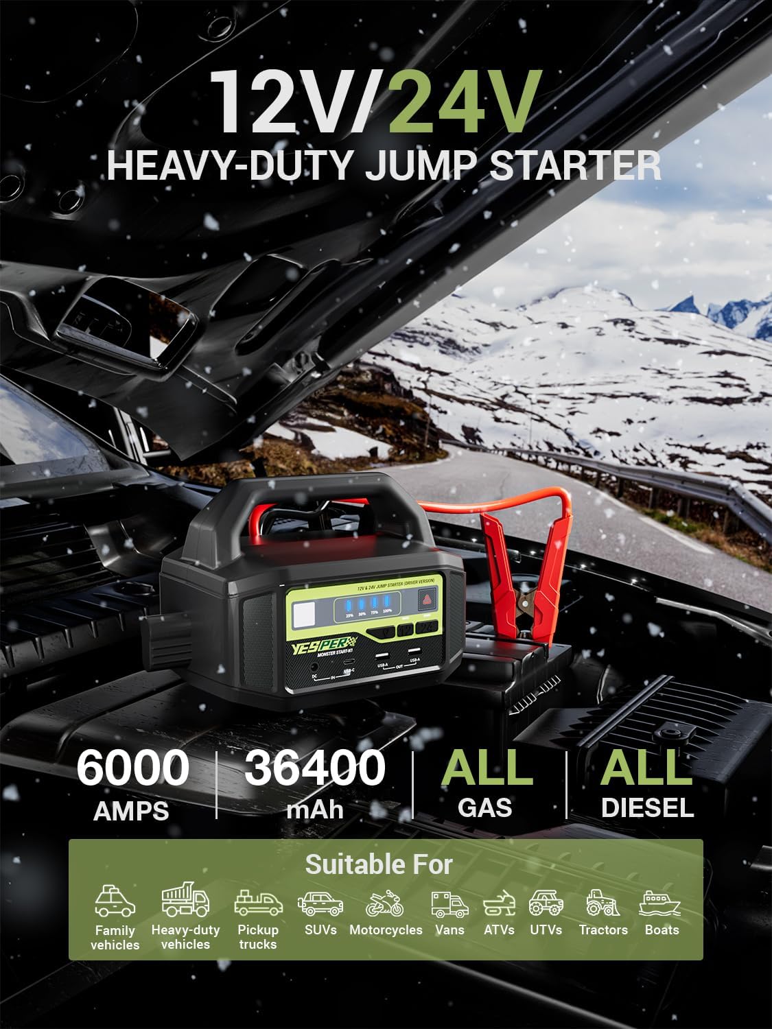 Detalle 2 de YESPER Car Battery Jump Starter 6000A