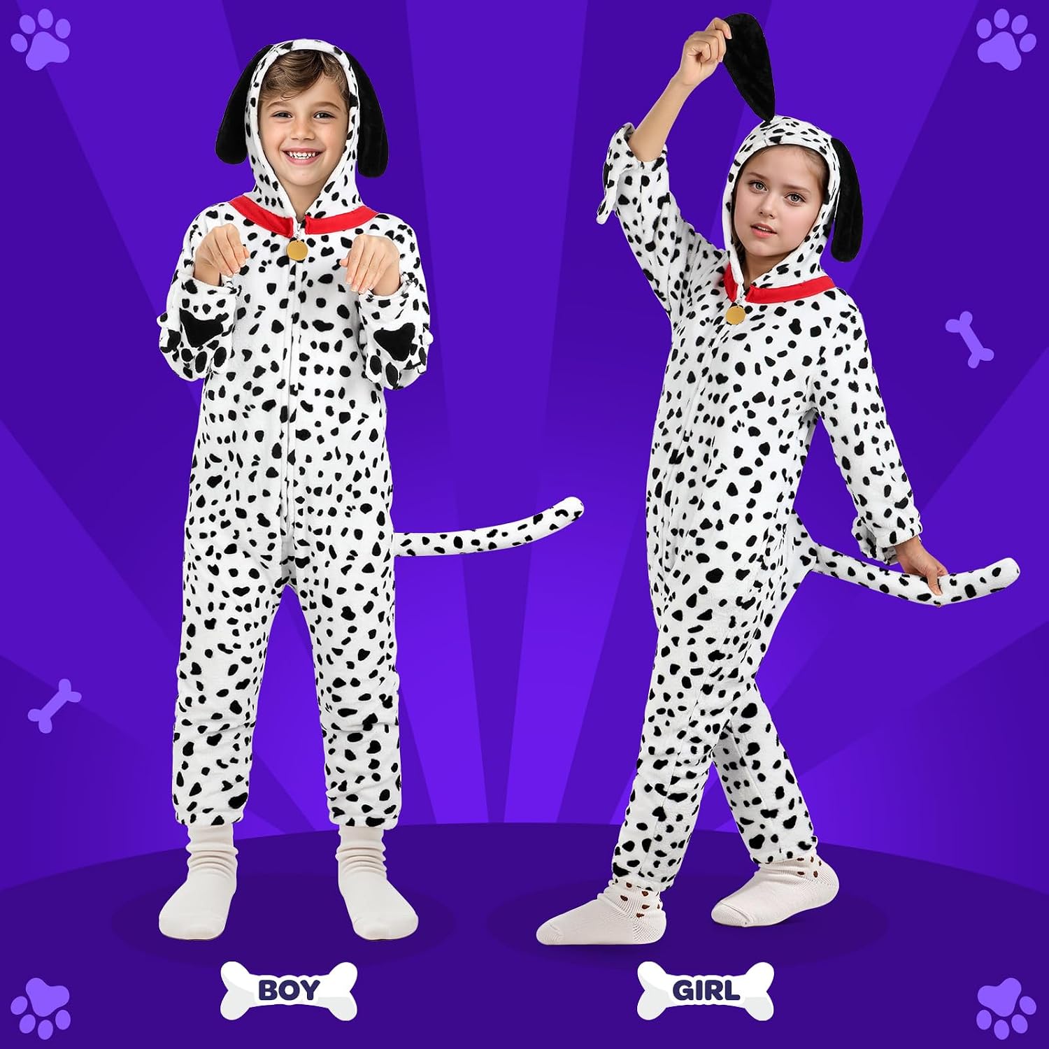 Detalle 2 de GiftInTheBox Black Cat Costume for Kids, Hooded One-Piece with Tail and Gloves