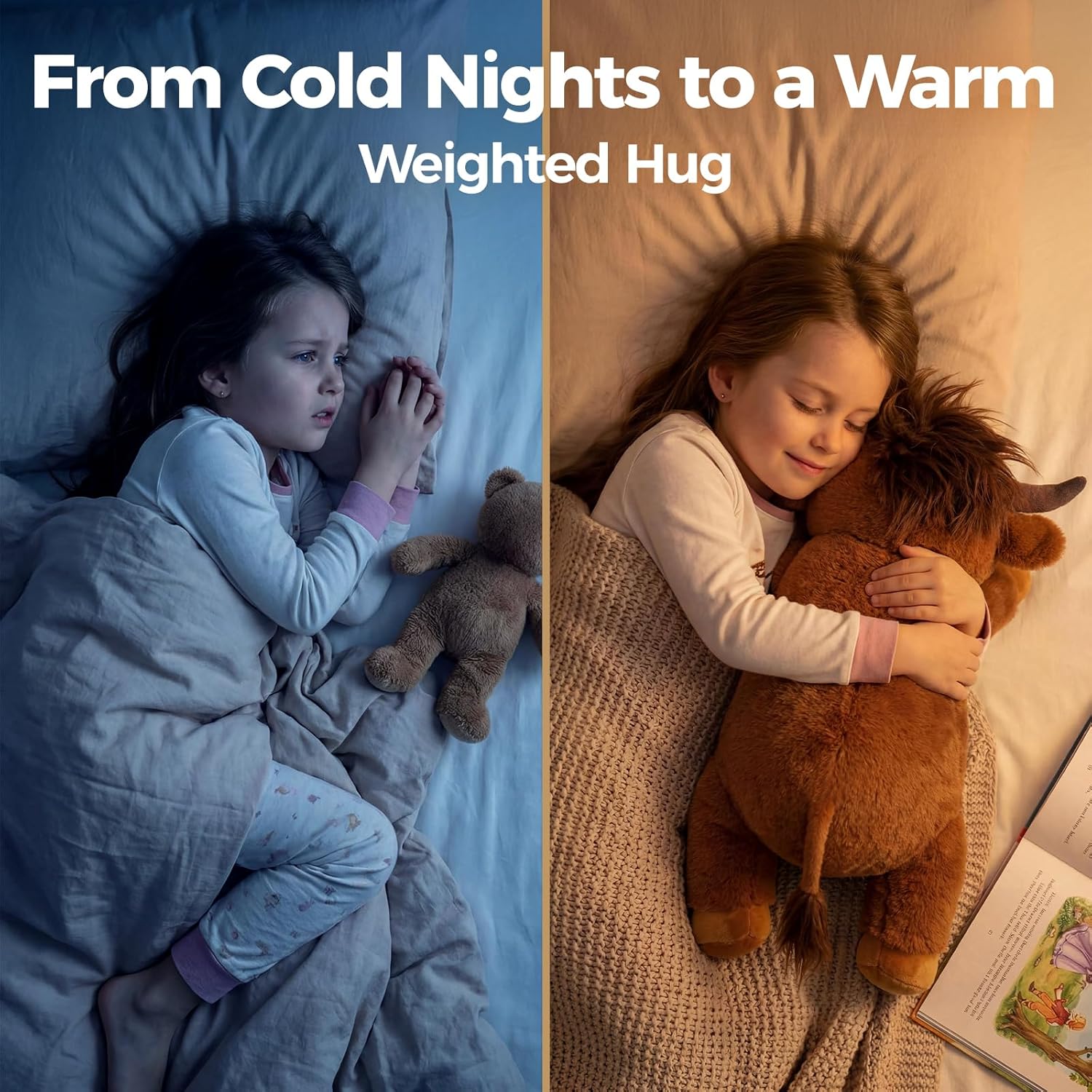 Detalle de Mewaii Highland Cow Weighted Stuffed Animal with Microwavable Heating Pad (Amber Brown, 23 Inch)