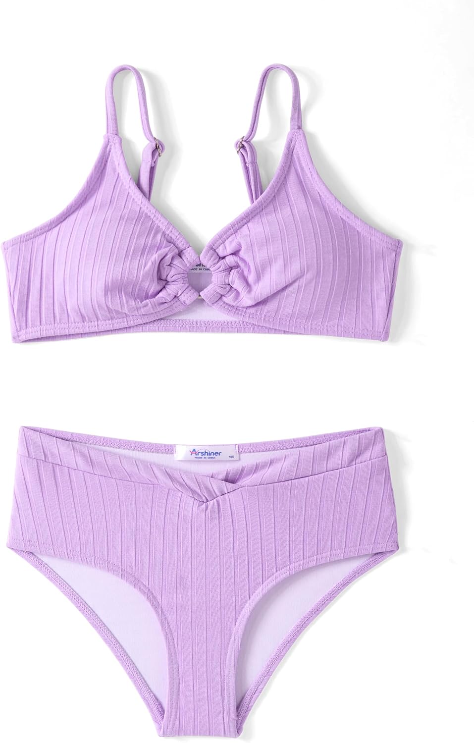 Detalle de Ensemble bikini côtelé enfant Arshiner (7 à 15 ans) – haut ajustable + slip/tankini