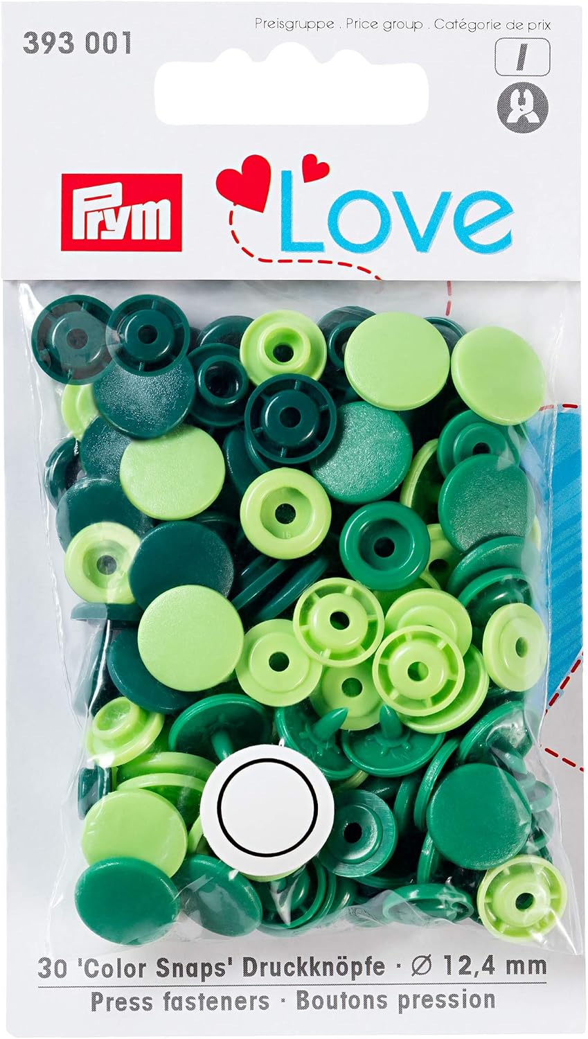 Detalle de Prym Love PRYM_393001-1 tryckknappar, gröna, 12,4 mm