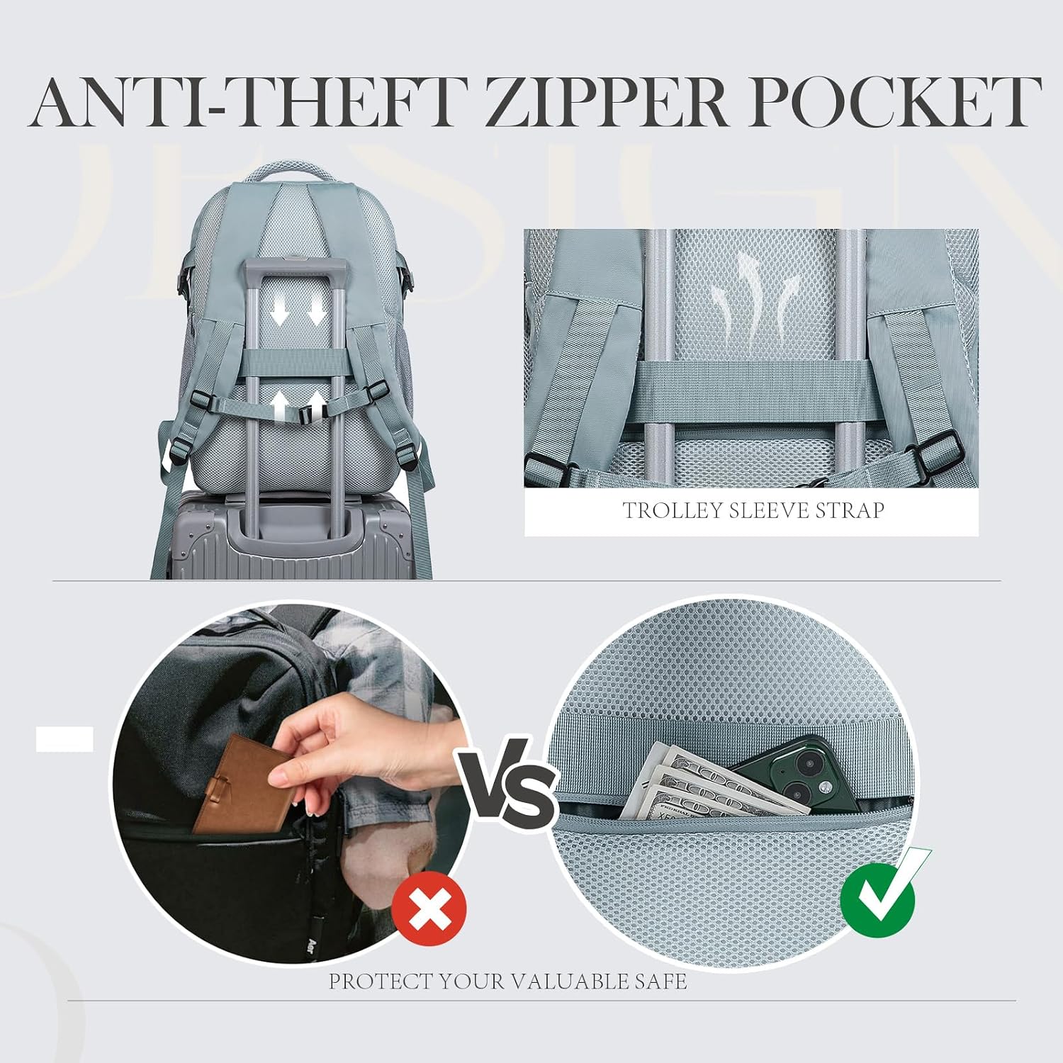 Detalle de Sac cabine Lossga 45x36x20 pour EasyJet – sac à dos antivol avec compartiment ordinateur 15,6 pouces