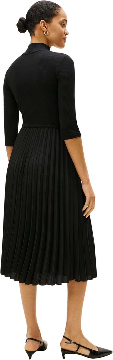 Thumbnail 1 de Tommy Hilfiger Women’s Slim Rib Mix Midi Dress with Mock Neck