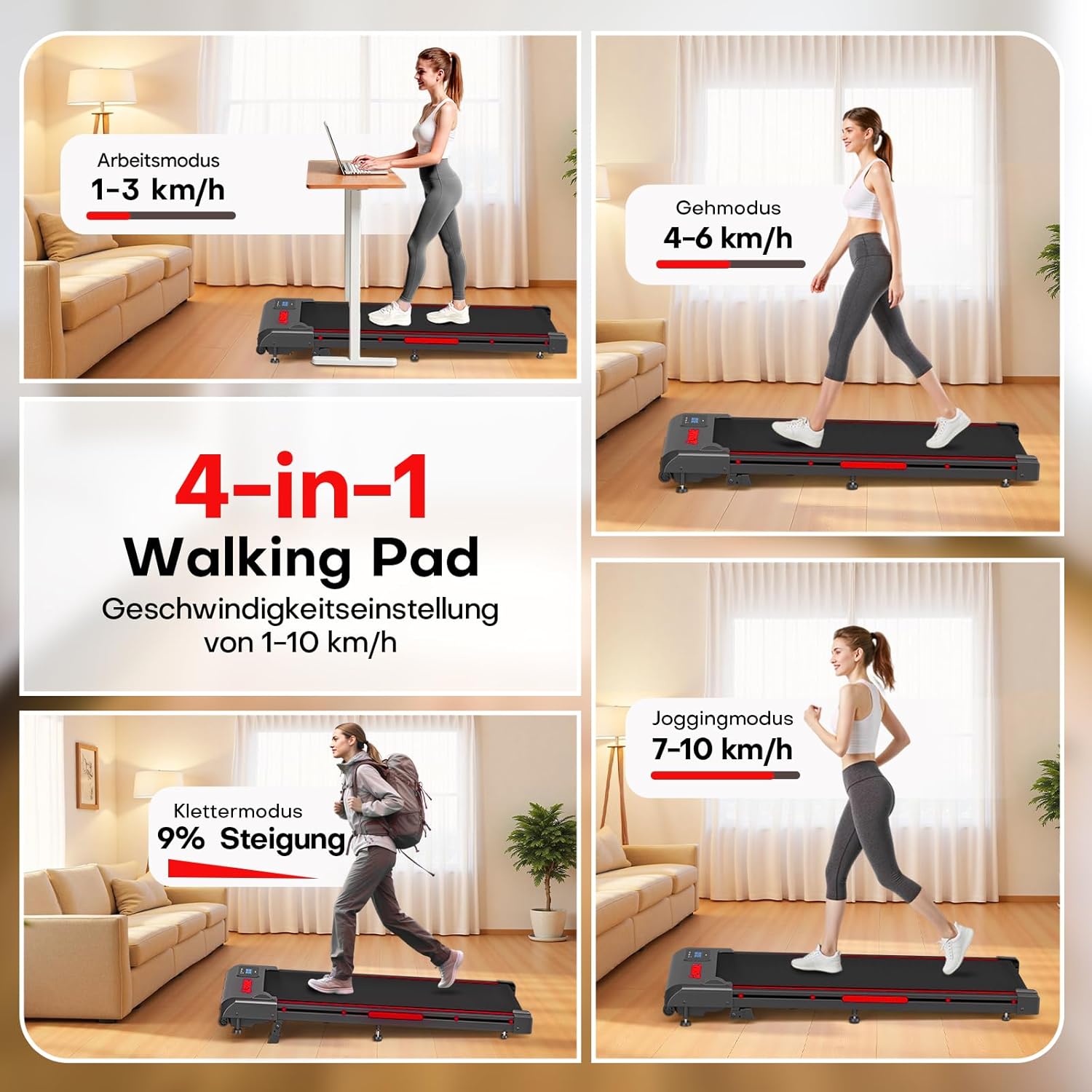 Thumbnail 1 de FOUSAE Walking Pad 1‑10 km/h Laufband für Zuhause mit LED-Display