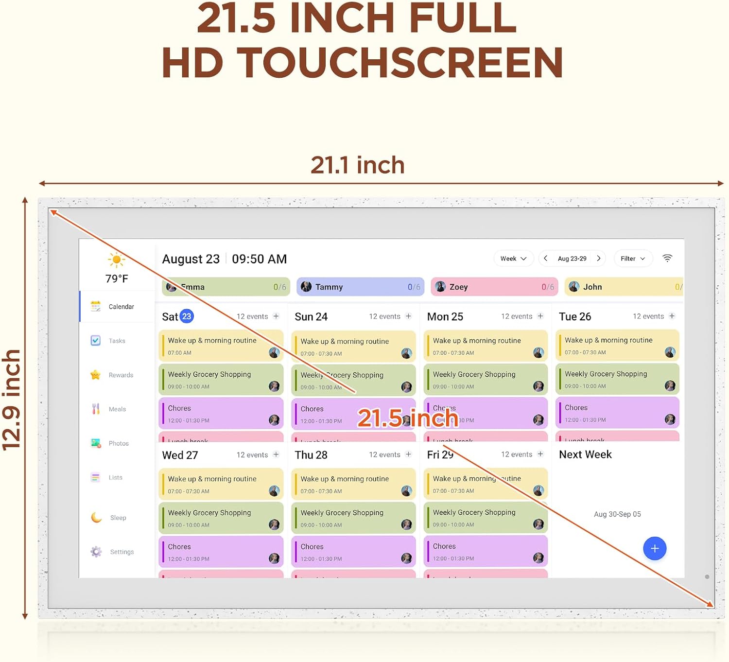 Thumbnail 6 de ikismet 21.5-Inch Digital Calendar, 32GB, Full HD Touchscreen, Snow Speckle White
