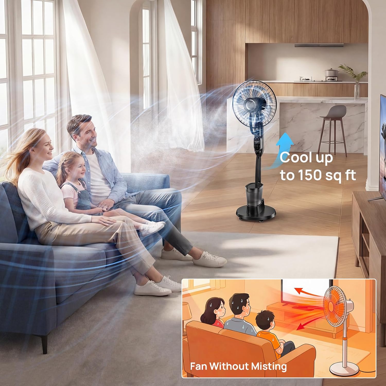 Detalle de NebulaFlow Pedestal Fan with Mist Spray