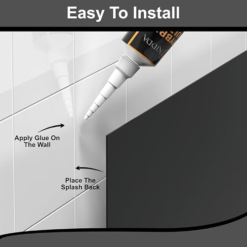 Detalle de BELOFAY 1mm Stainless Steel Splashback 600x550mm in Black Brushed Finish with Adhesive Included