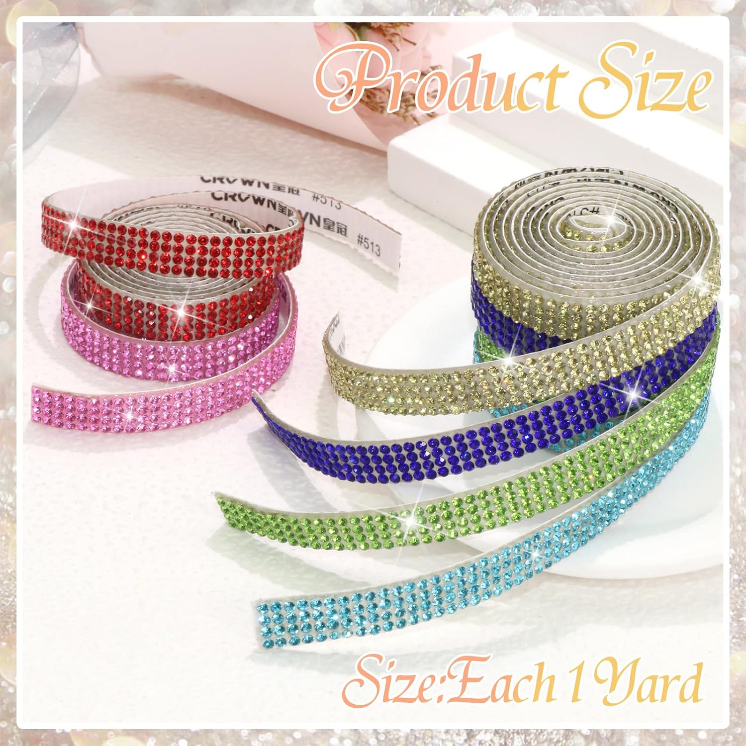 Thumbnail 4 de FULZTEY Rhinestone Ribbon, 2 mm Gems