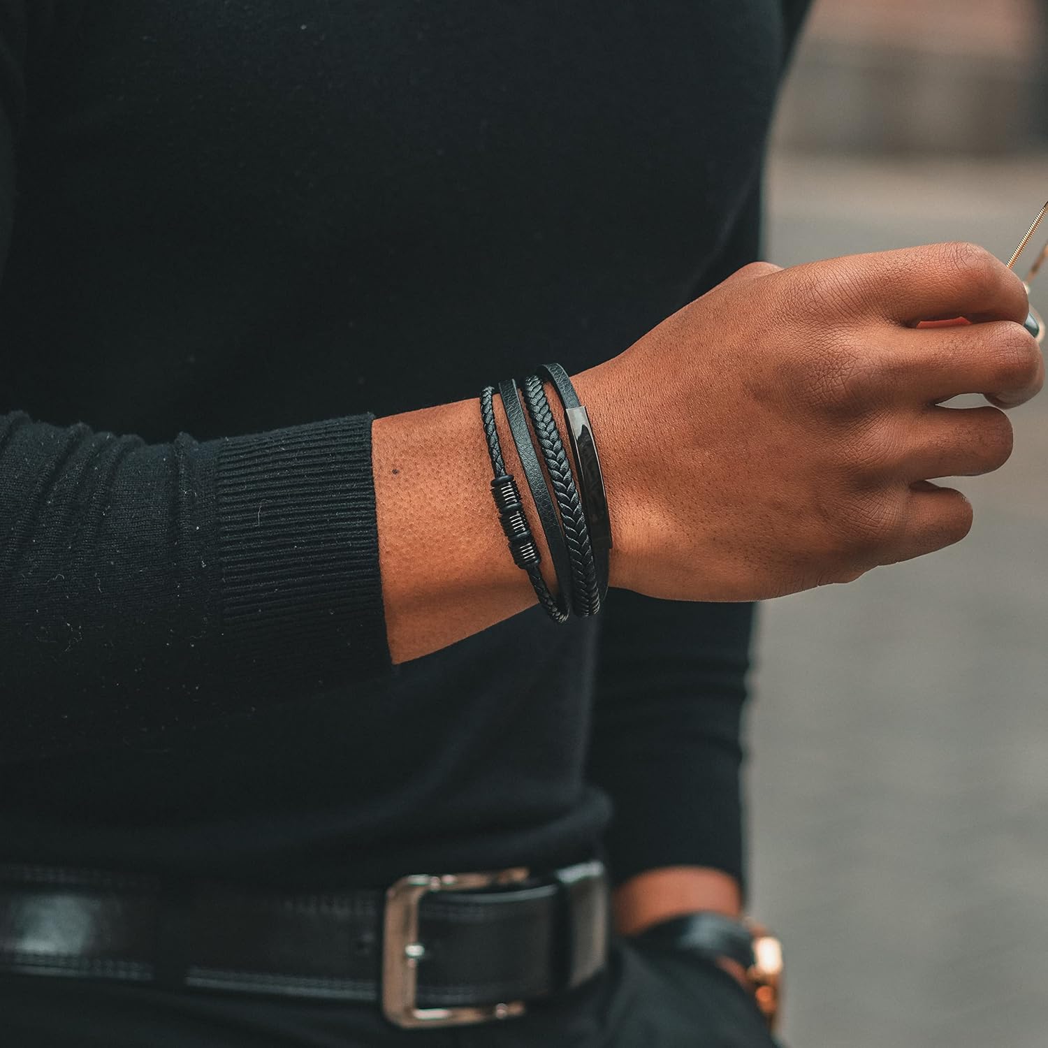 Thumbnail 4 de SERASAR Bracelet Homme Cuir Magnétique