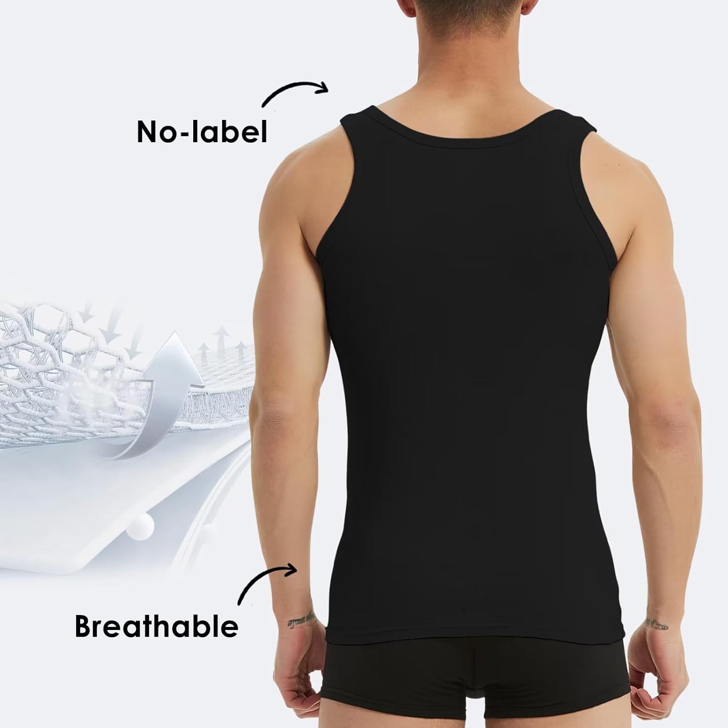 Detalle de YouShow Herren-Unterhemd 3er/5er Pack aus 100% Baumwolle (Tank Top, Feinripp) – ohne Etikett