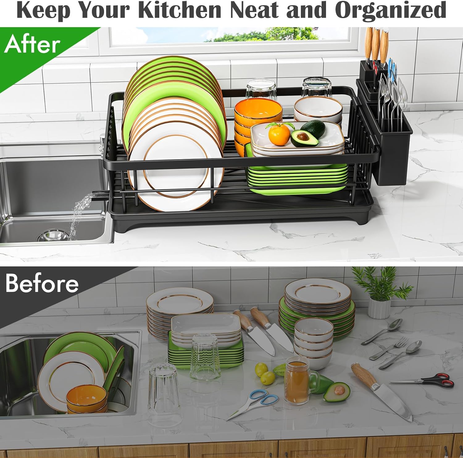 Thumbnail 5 de Kmiectse Dish Drying Rack 1-tier for Counter 🧽