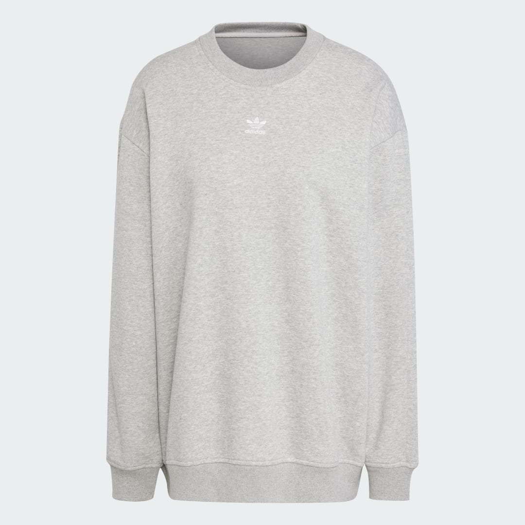 Detalle 2 de Sudadera larga holgada de felpa y cuello redondo Essentials de Adidas