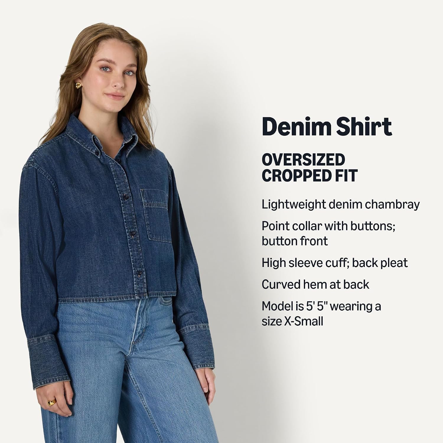 Thumbnail 4 de Amazon Essentials Cropped Denim Button Shirt for Women