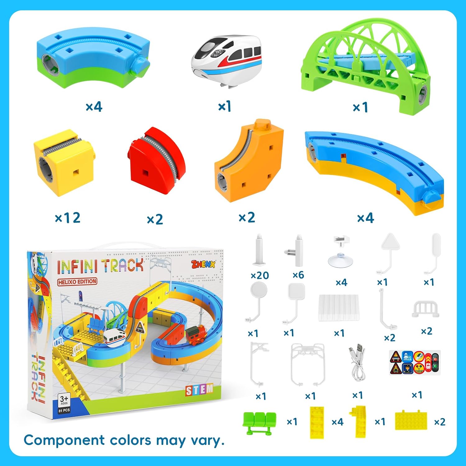 Thumbnail 3 de Helixo Edition Electric Train Set, 81-Piece Modular Track with Spiral Ramp & Seesaw Bridge