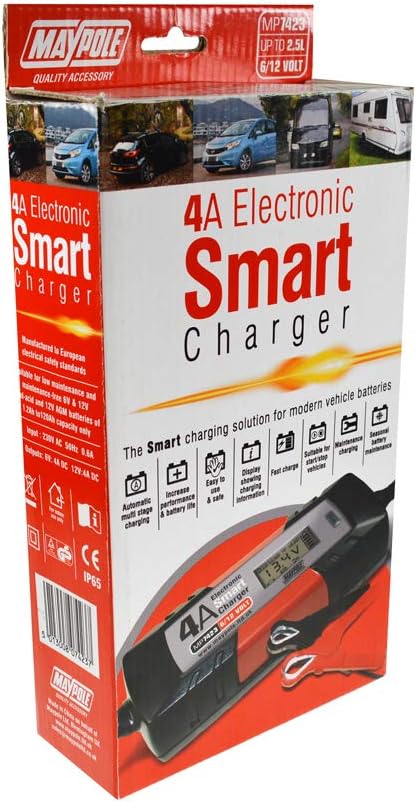Thumbnail 3 de Maypole 4A Dual Voltage 6/12V Electronic Smart Car Battery Charger – Fully Automatic 5 Stage Charging