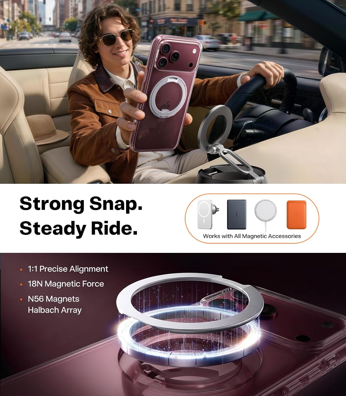 Thumbnail 4 de TORRAS O3 Fitness 360 Magnetic Stand Case for iPhone 18 Pro, Clear