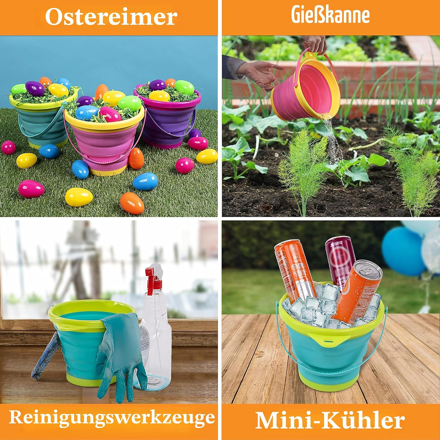 Thumbnail 6 de JOYIN 3er Set faltbare Strand-Eimer mit Netz-Rucksack – Sandkastenspielzeug für Kinder