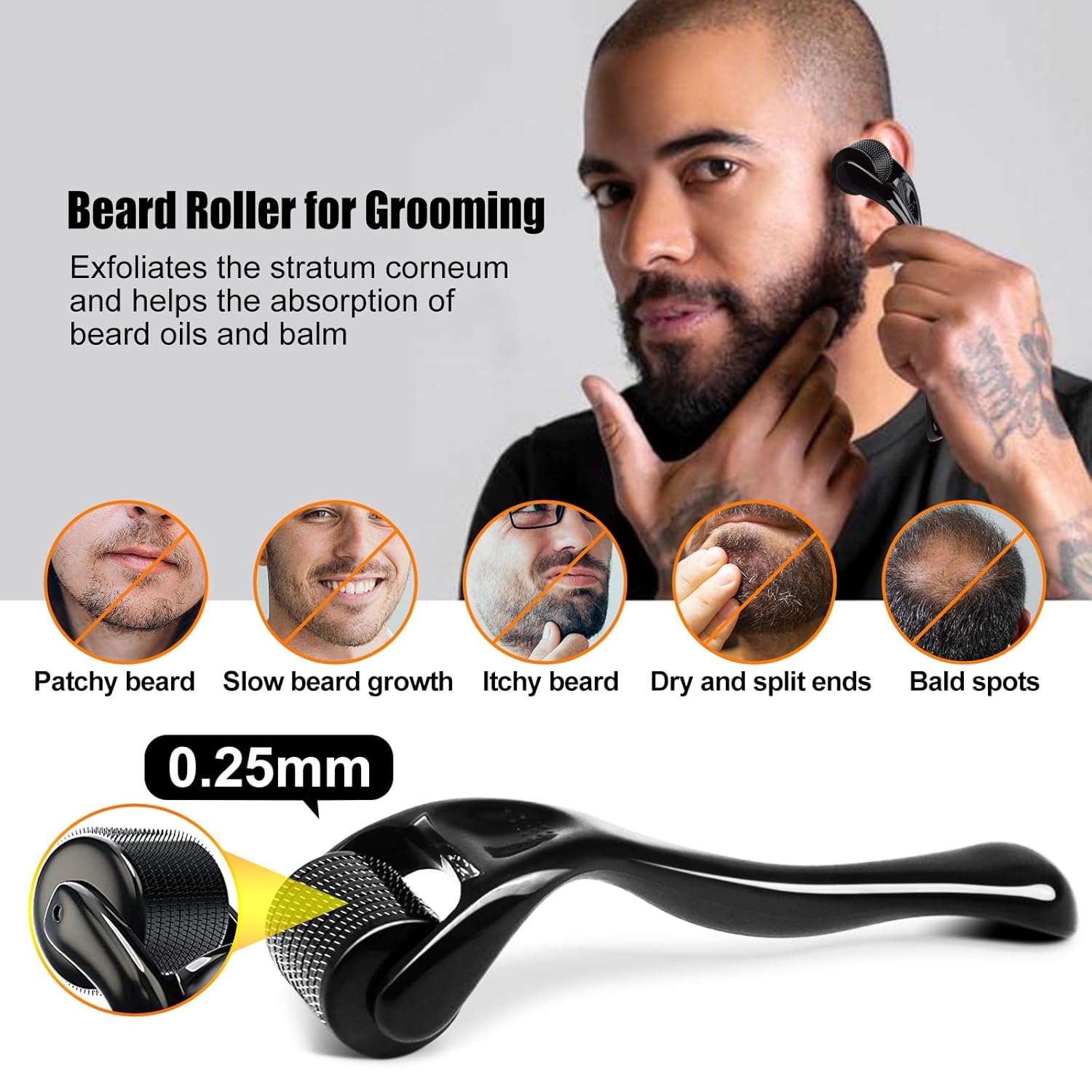 Detalle de RAFFIN Beard Growth Kit with 2oz Beard Growth Oil, 3X Biotin & Castor Oil + Premium Beard Massager