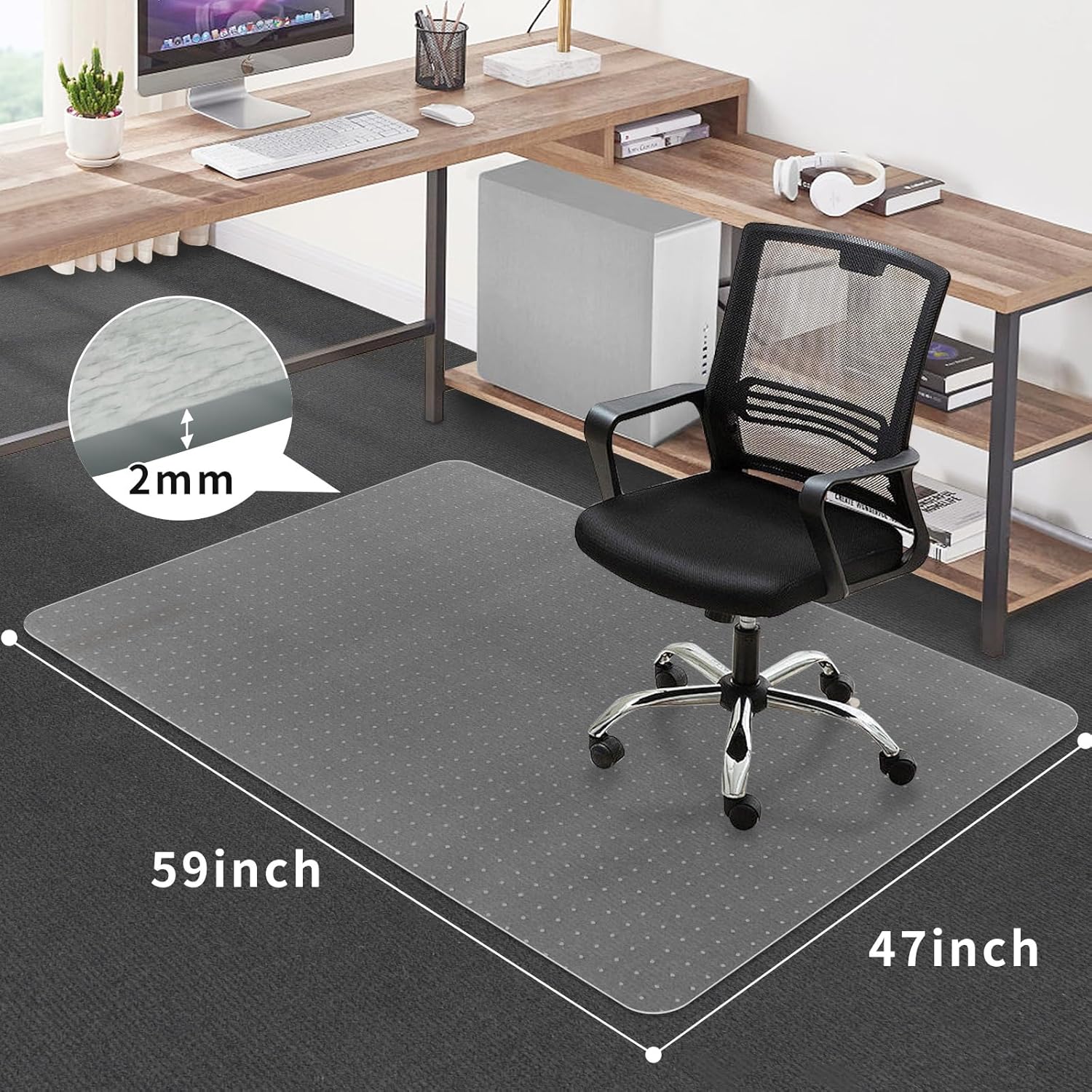 Thumbnail 3 de SHAREWIN Office Chair Mat for Carpeted Floors 150x120 cm — Heavy Duty, Non-Slip, Easy Clean