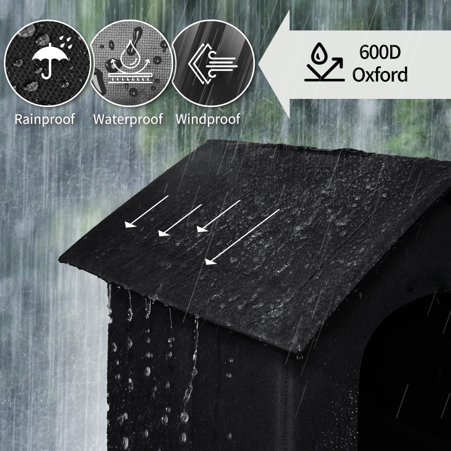 Detalle de Katzenhaus Outdoor – Wasserdichtes, isoliertes Katzenhäuschen für Draußen (L, Schwarz-1)