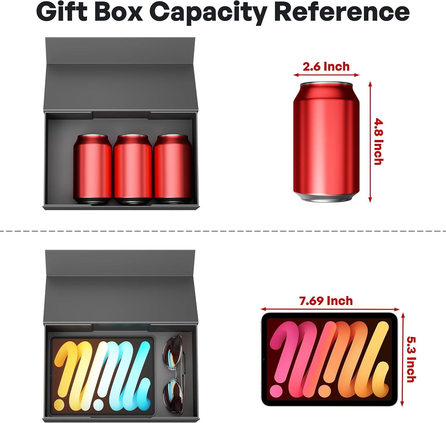 Detalle de RYDDOY 5 Pack Black Gift Boxes with Lids – Magnetic Closure, Collapsible