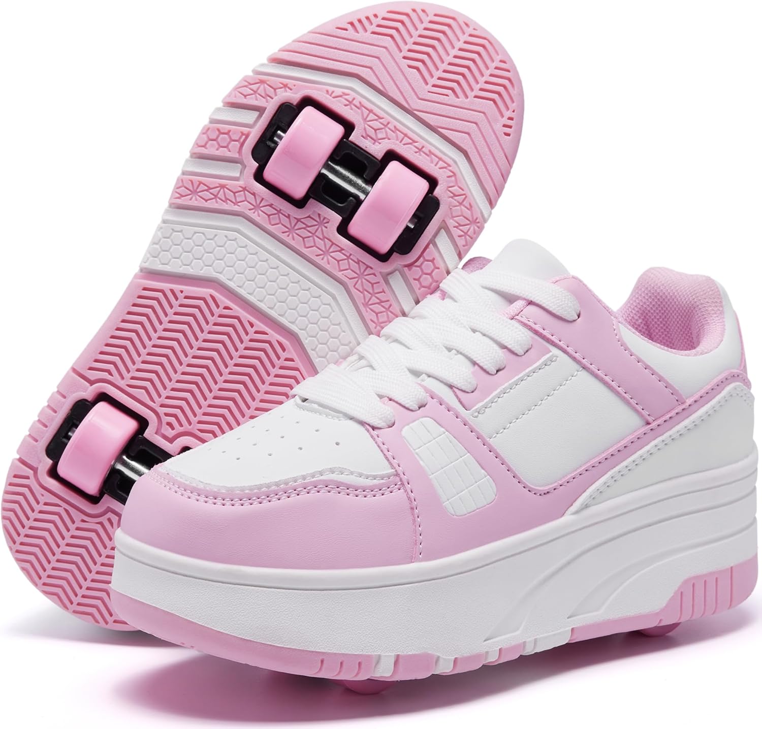Detalle de ANEFUN Jungen & Mädchen Schuhe mit Rollen (4 Rollen, abnehmbar) – Skate-Rollschuhe für Kinder