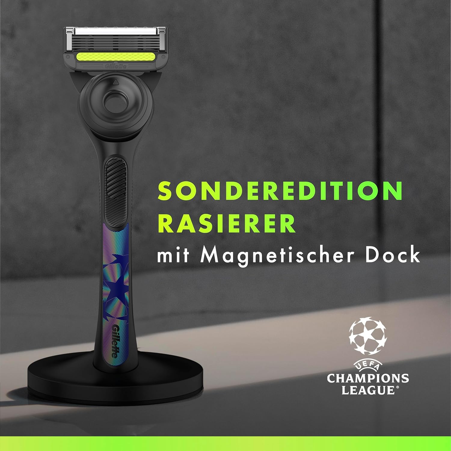 Detalle de GilletteLabs Herrenrasierer mit Reinigungselement – UEFA Champions League Special Edition