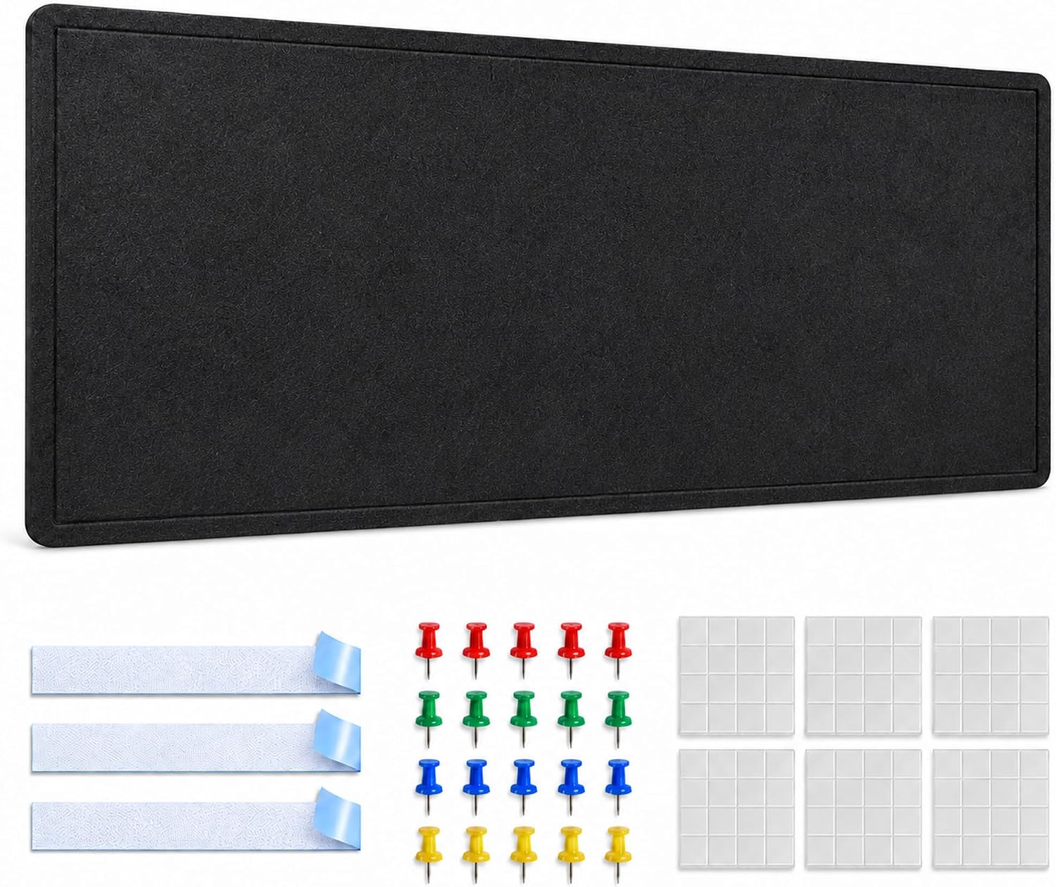 Detalle 2 de Yunihome Foldable Felt Bulletin Board, 24 x 18 Inches, Black, 20 Push Pins