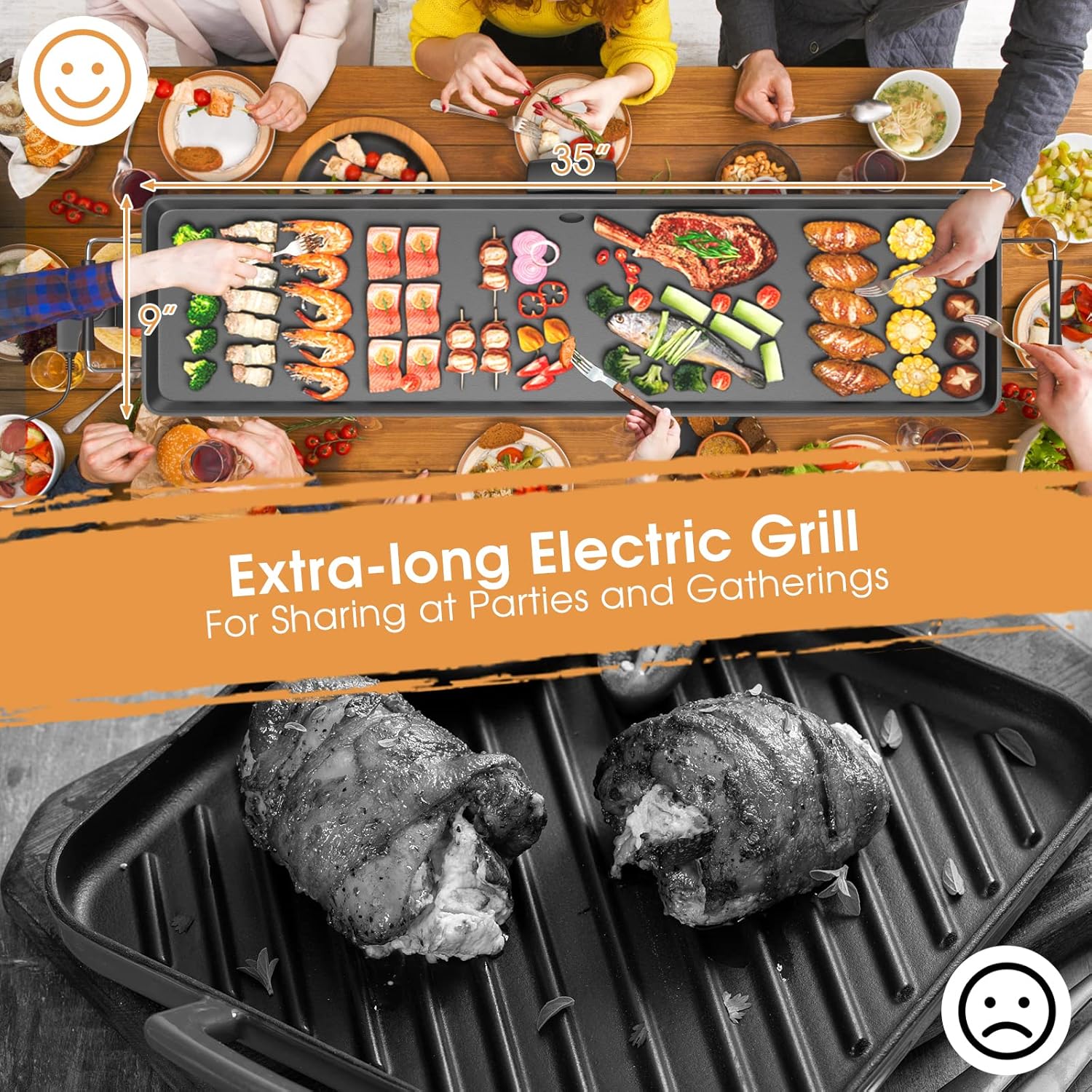 Thumbnail 2 de COSTWAY Electric Griddle, 35-Inch