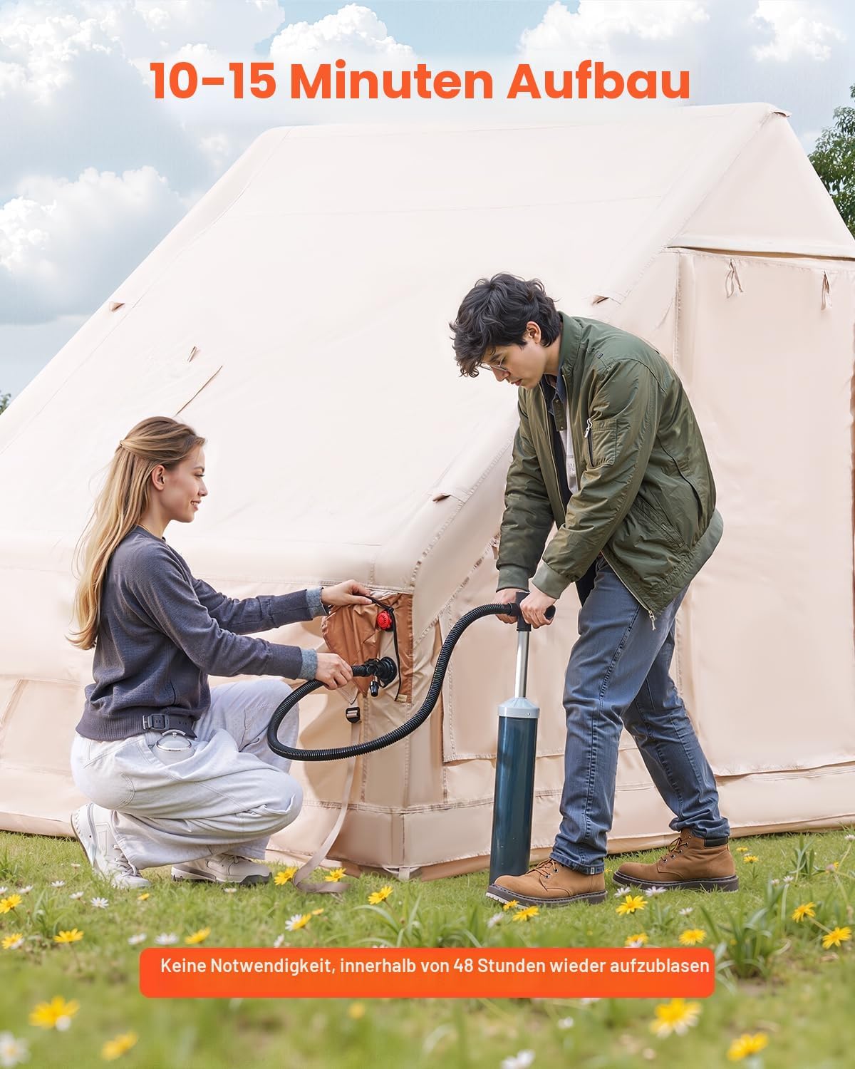 Thumbnail 1 de VEVOR Aufblasbares Campingzelt – 4-Jahreszeiten mit Ofenanschluss, 5–8 Personen, einfach aufzubauen