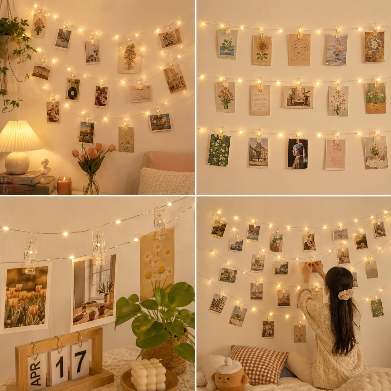 Detalle de Microwear Garland lichtslinger met fotoclips, 10 m, 100 warmwitte leds
